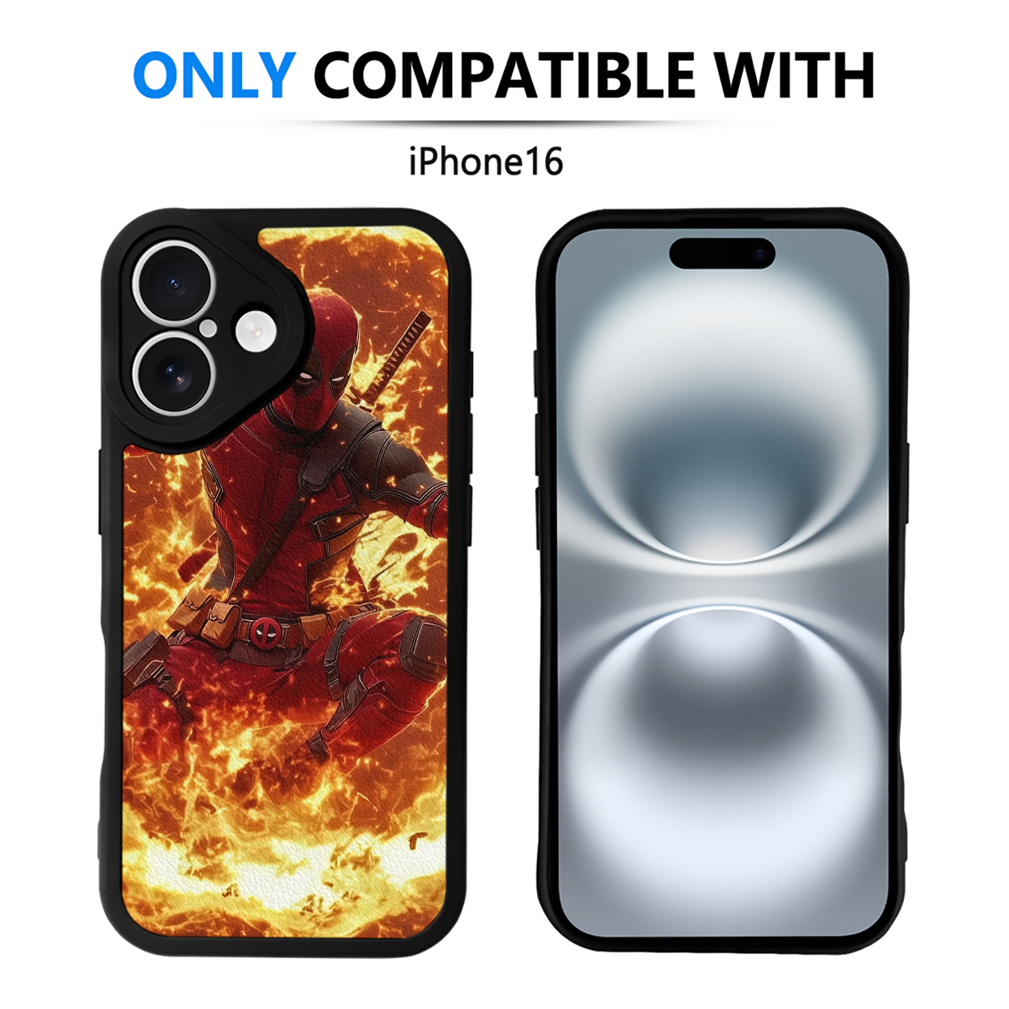 （画像用） Deadpool デッドプール 【iPhone 16シリーズ対応】シリコンスマホケース（レザー調） 材質：シリコン